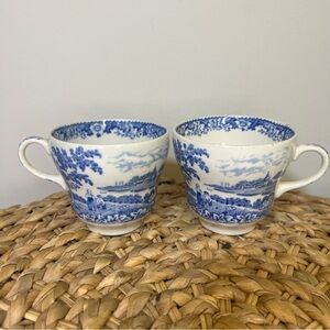 Swinnertons Silverdale Blue & White Transferware Tea Cups (Set of 2)